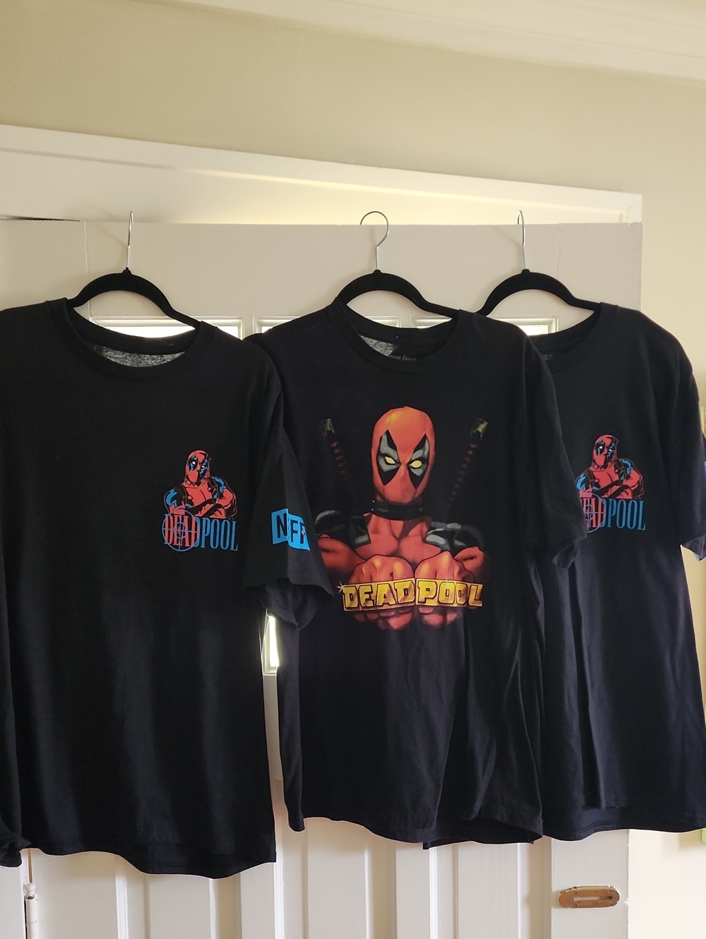 Marvel Deadpool Kids Black Graphic Tee with Red & Yellow Print 3 Shirts 2 Lg 1xl